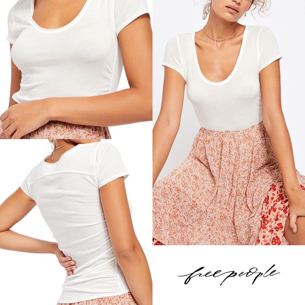 Free People | White Sonnet Ruched Tee